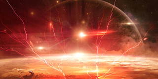 红色场景大气星球光效闪电小游戏展板背景小游戏背景